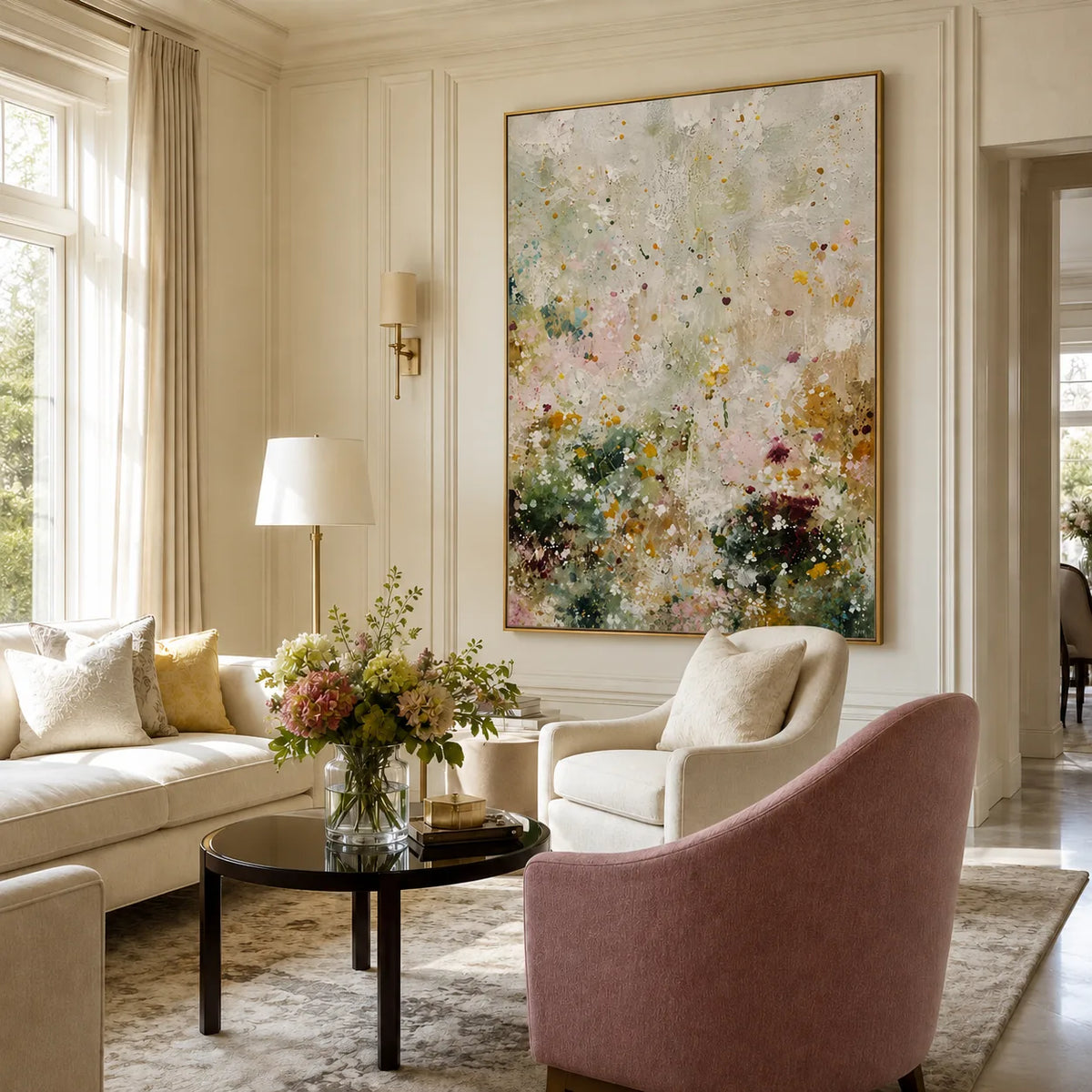 Wildflower Haze Floral Wall Art styled interior scene 3 | Olyrel