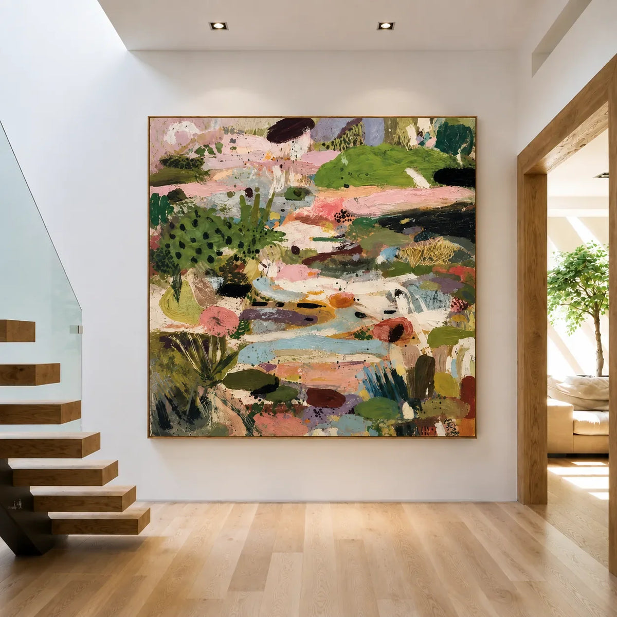 Meadow Patch Abstract Wall Art styled interior scene 1 | Olyrel