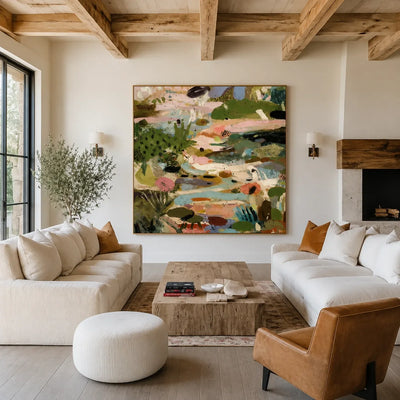 Meadow Patch Abstract Wall Art styled interior scene 3 | Olyrel