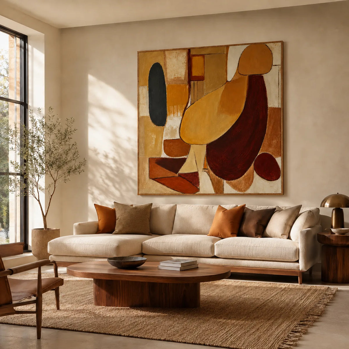 Earthen Forms Abstract Wall Art styled interior scene 1 | Olyrel