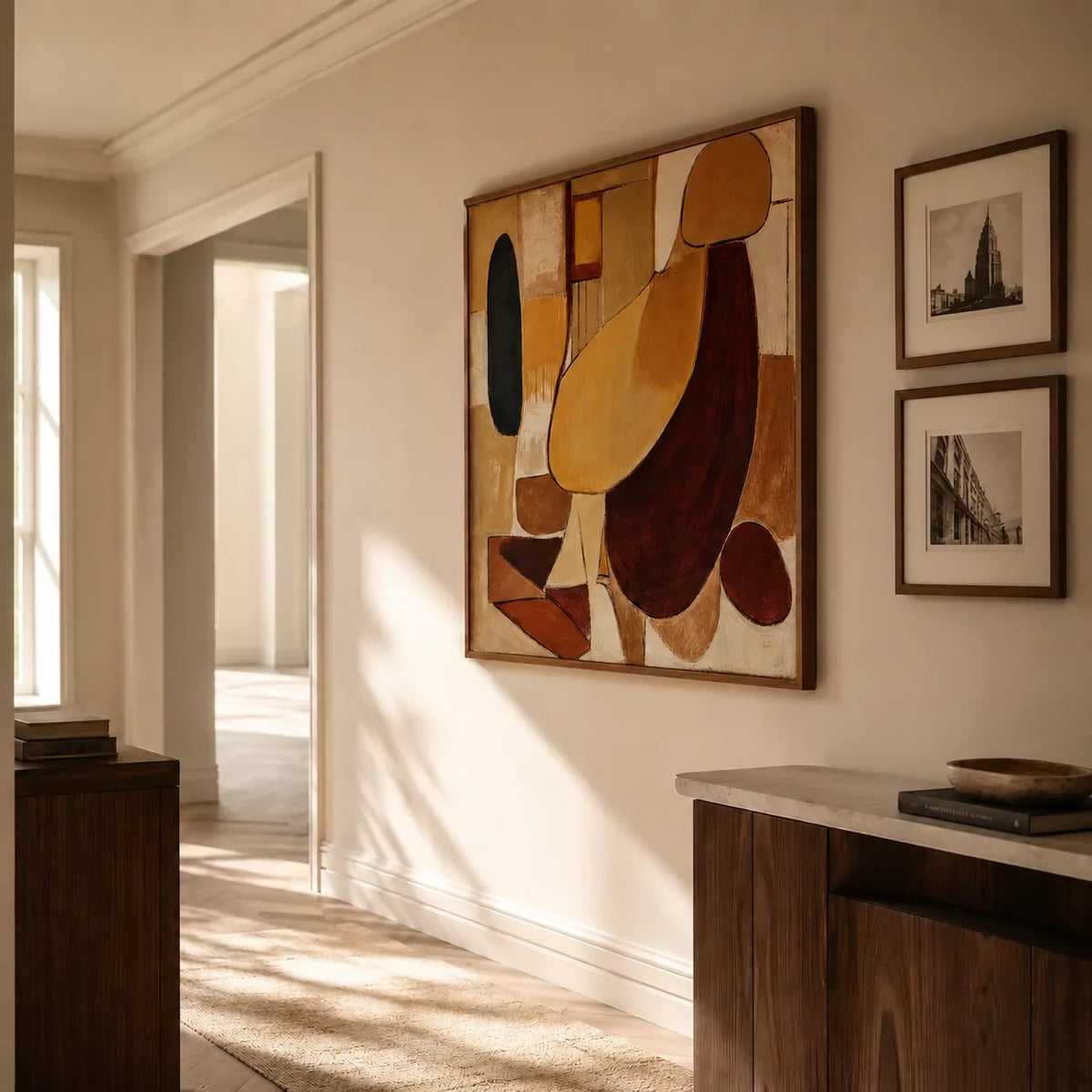 Earthen Forms Abstract Wall Art styled interior scene 3 | Olyrel