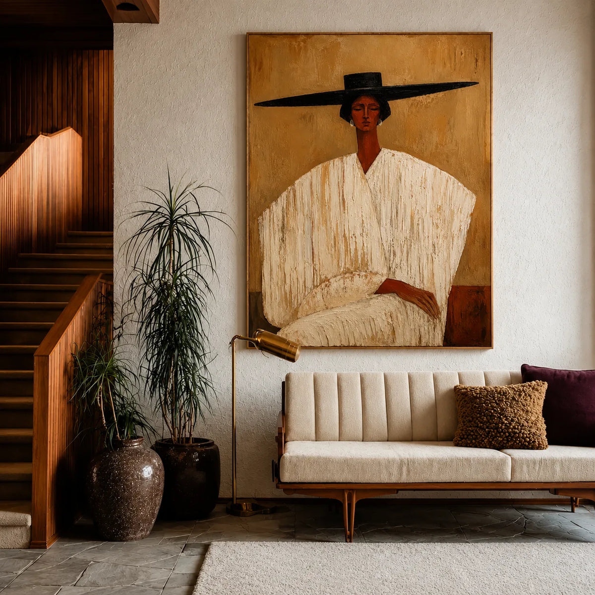Wide Brim Figure Wall Art styled interior scene 5 | Olyrel