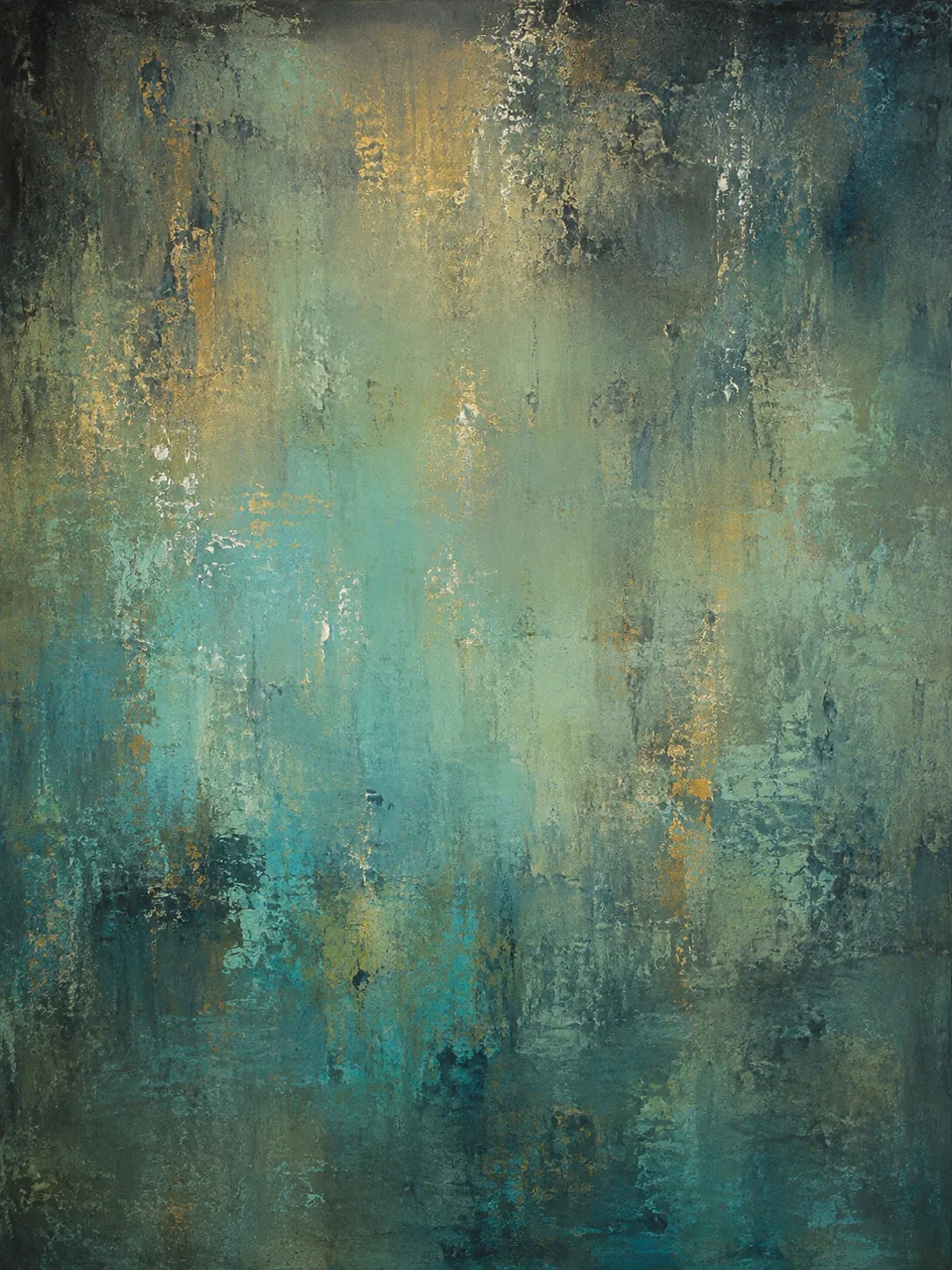 Aqua Patina Abstract Wall Art artwork view | Olyrel