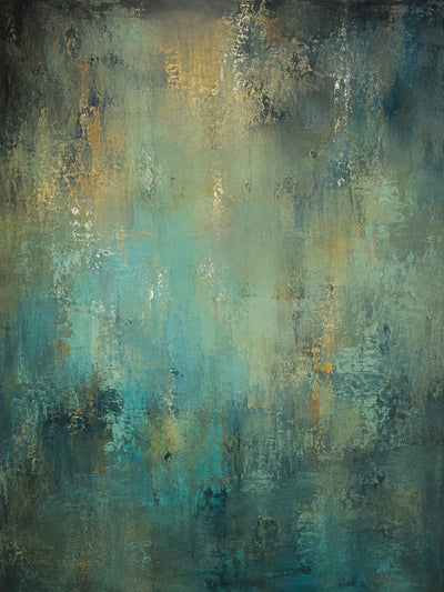 Aqua Patina Abstract Wall Art artwork view | Olyrel