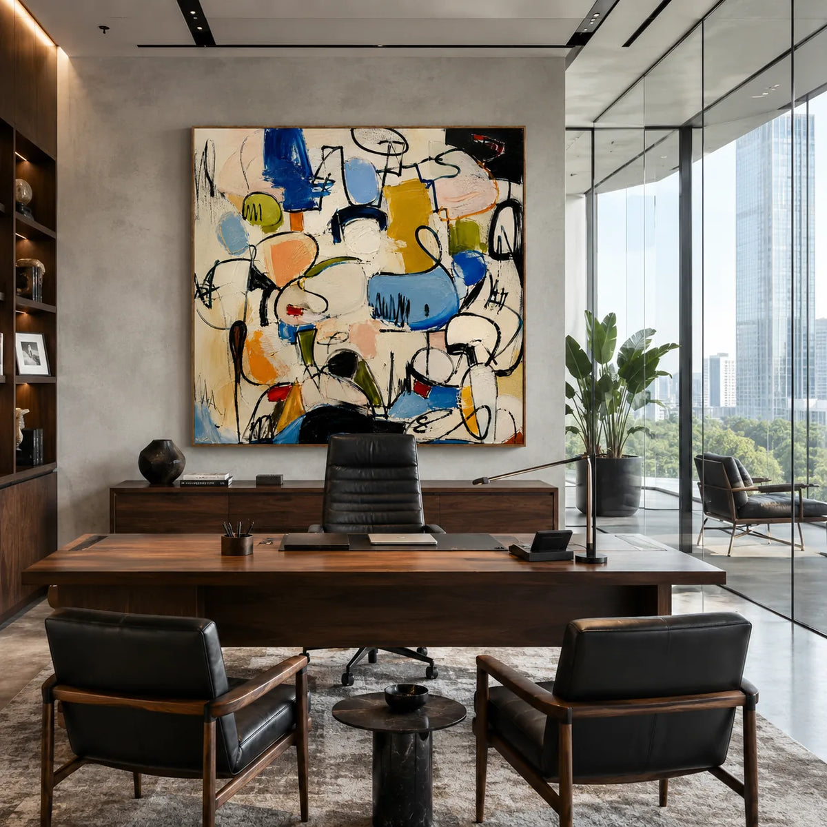 Confetti Line Abstract Wall Art styled interior scene 3 | Olyrel