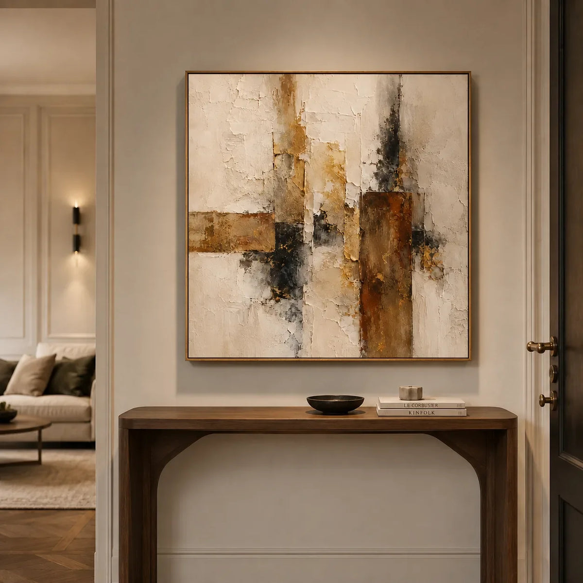 Gilded Structure Abstract Wall Art styled interior scene 2 | Olyrel