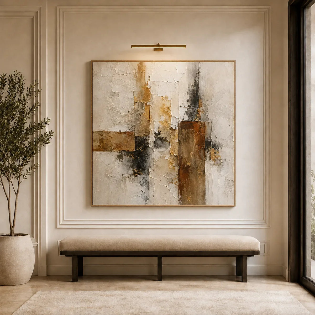 Gilded Structure Abstract Wall Art styled interior scene 4 | Olyrel