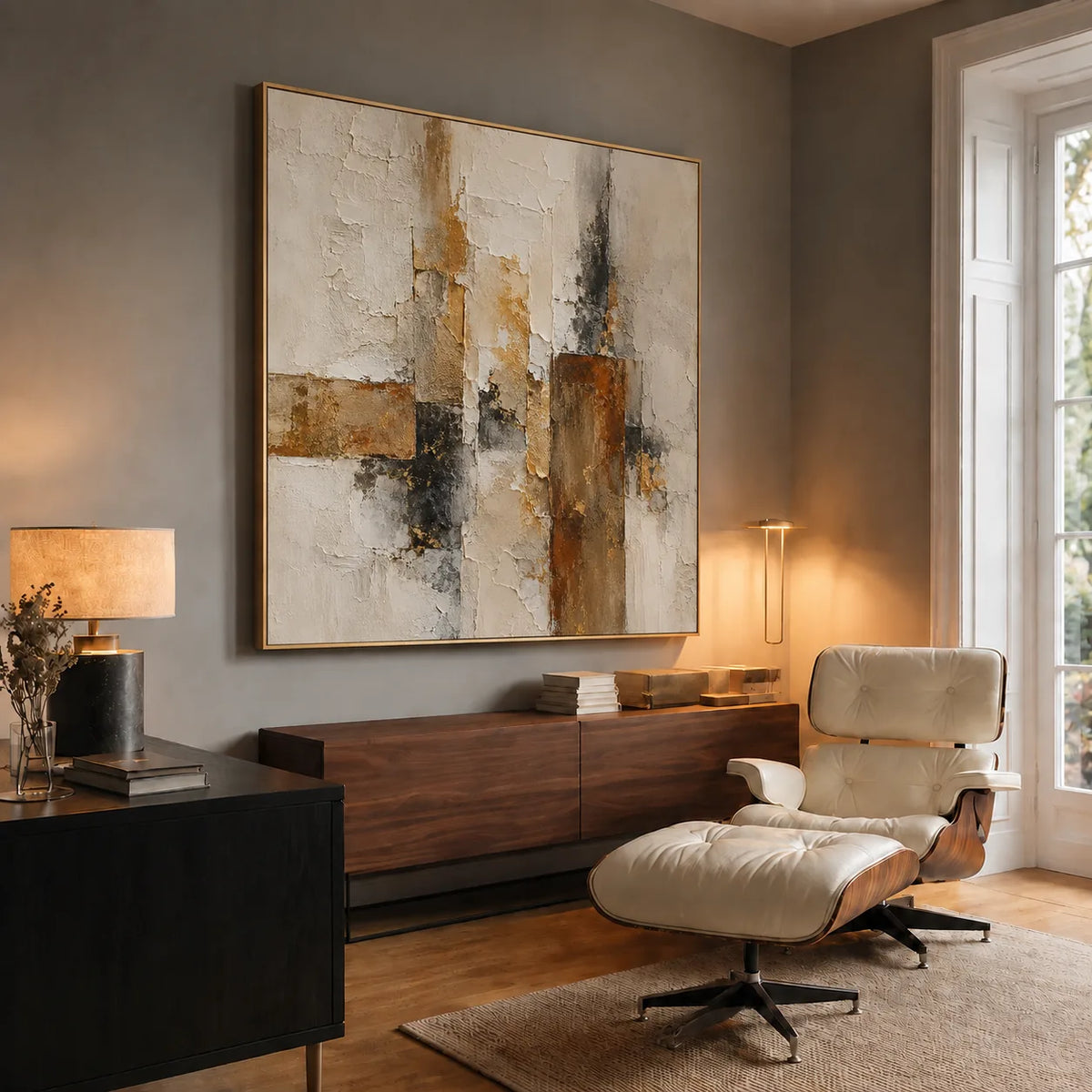 Gilded Structure Abstract Wall Art styled interior scene 5 | Olyrel
