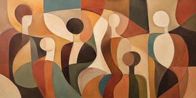 Gathered Figures Panoramic Wall Art artwork view | Olyrel