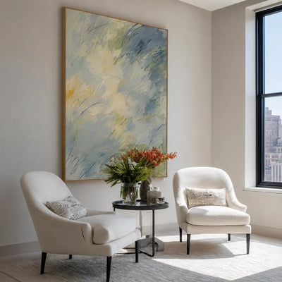 Clouded Current Abstract Wall Art styled interior scene 1 | Olyrel