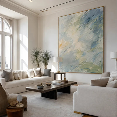 Clouded Current Abstract Wall Art styled interior scene 3 | Olyrel