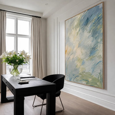Clouded Current Abstract Wall Art styled interior scene 4 | Olyrel