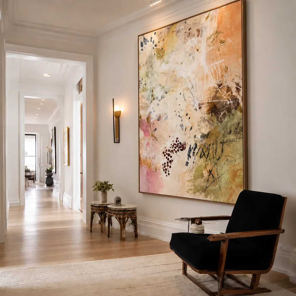 Blush Scatter Abstract Wall Art styled interior scene 3 | Olyrel