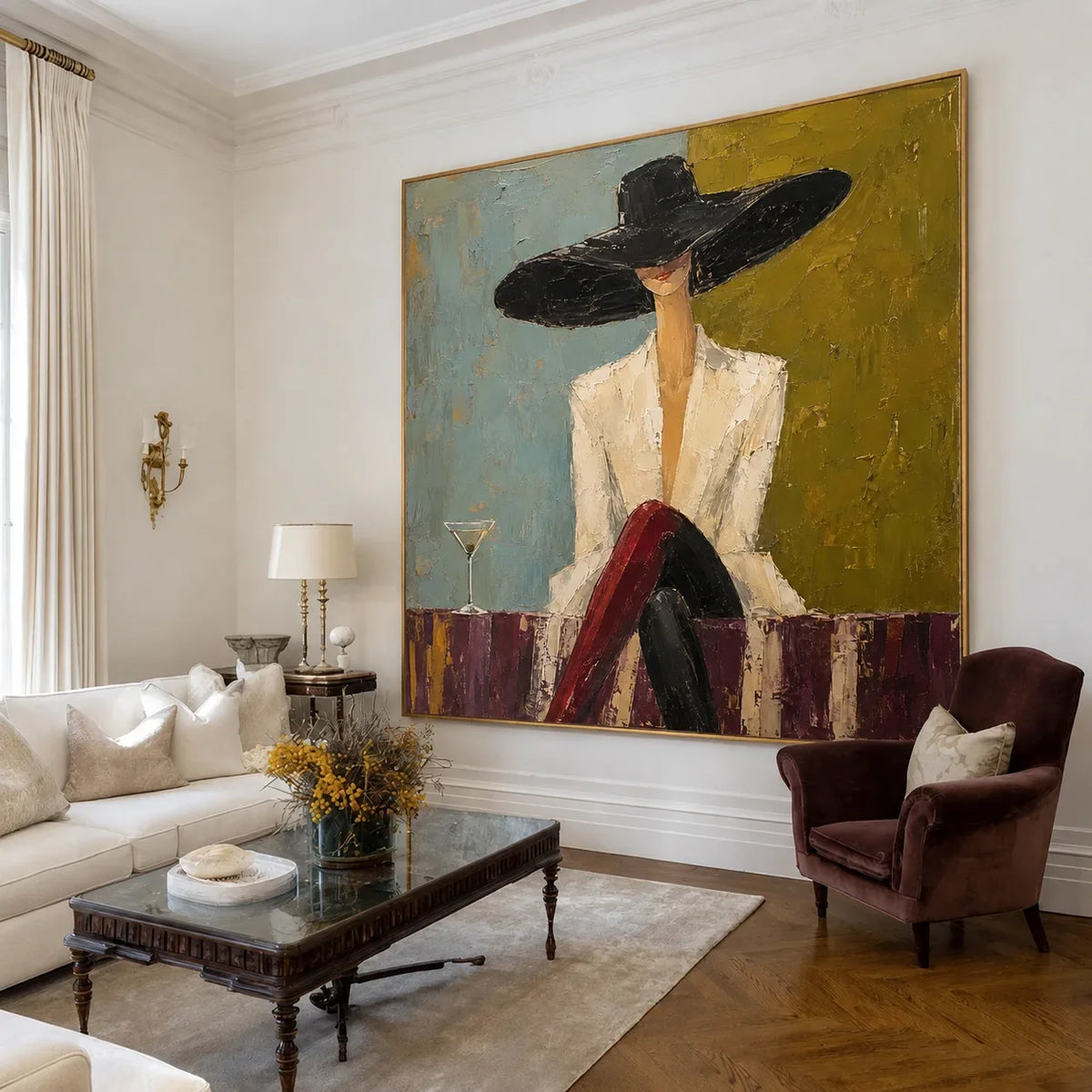 Martini Muse Figure Wall Art styled interior scene 2 | Olyrel