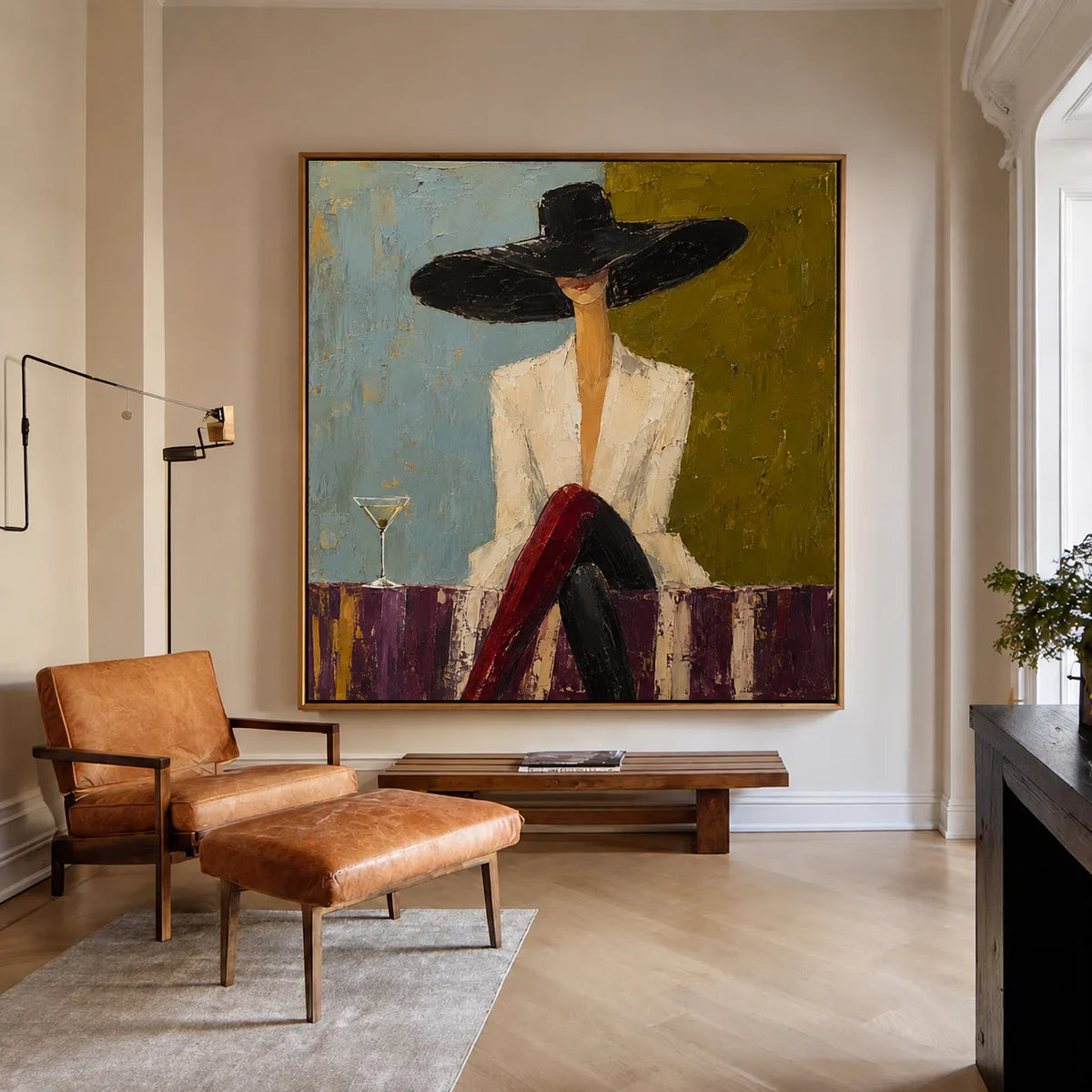 Martini Muse Figure Wall Art styled interior scene 4 | Olyrel