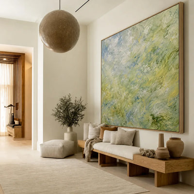 Sage Current Abstract Wall Art styled interior scene 3 | Olyrel