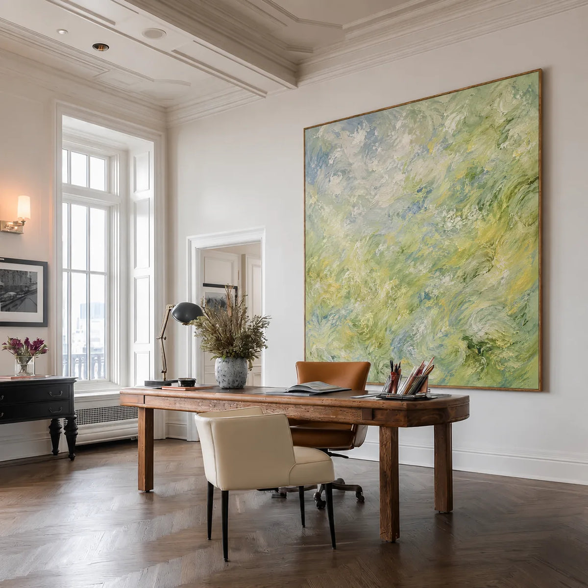 Sage Current Abstract Wall Art styled interior scene 4 | Olyrel