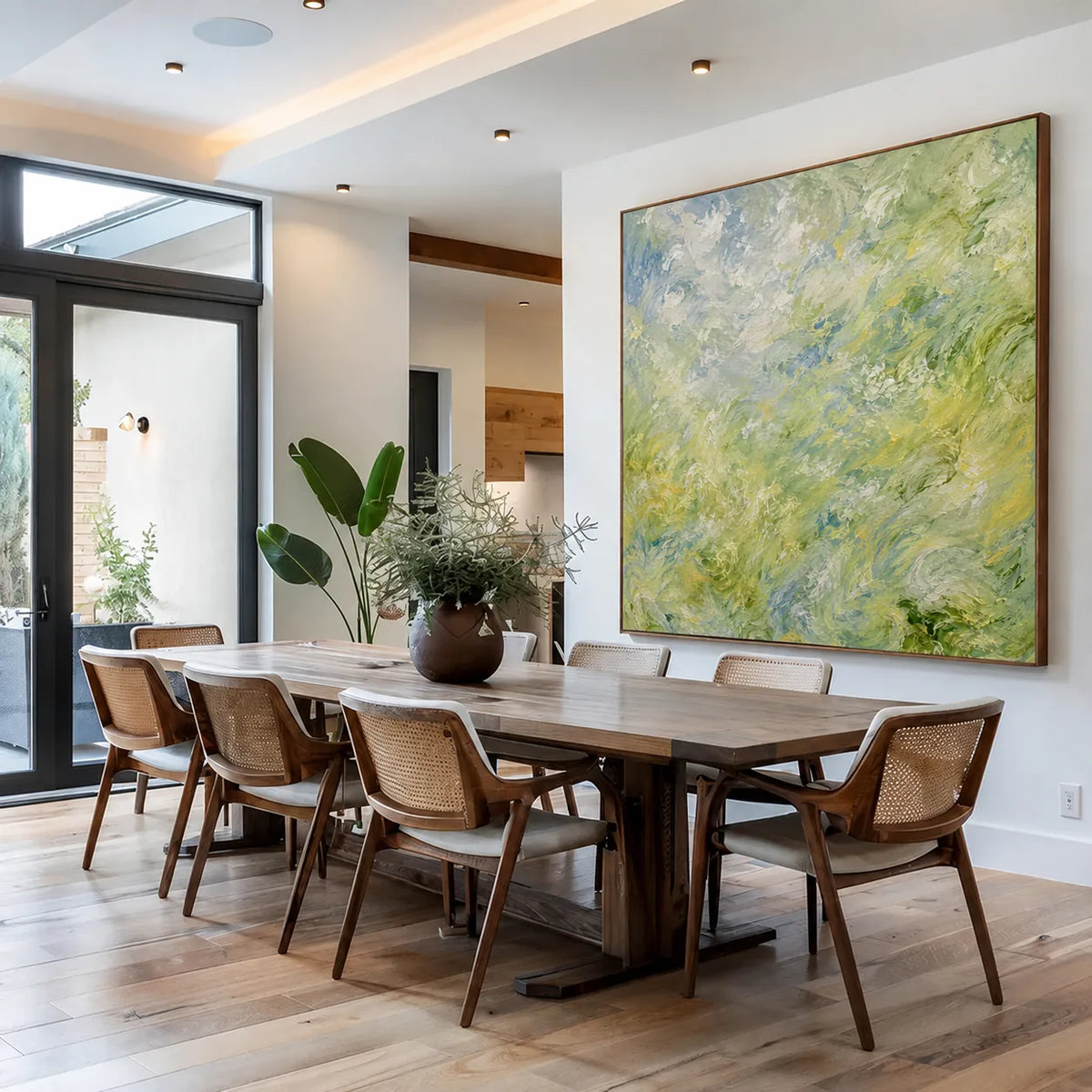Sage Current Abstract Wall Art styled interior scene 5 | Olyrel