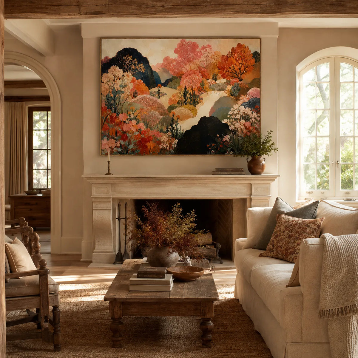 Autumn Canopy Landscape Wall Art styled interior scene 1 | Olyrel