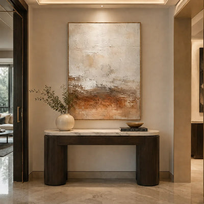 Copper Horizon Abstract Wall Art styled interior scene 3 | Olyrel