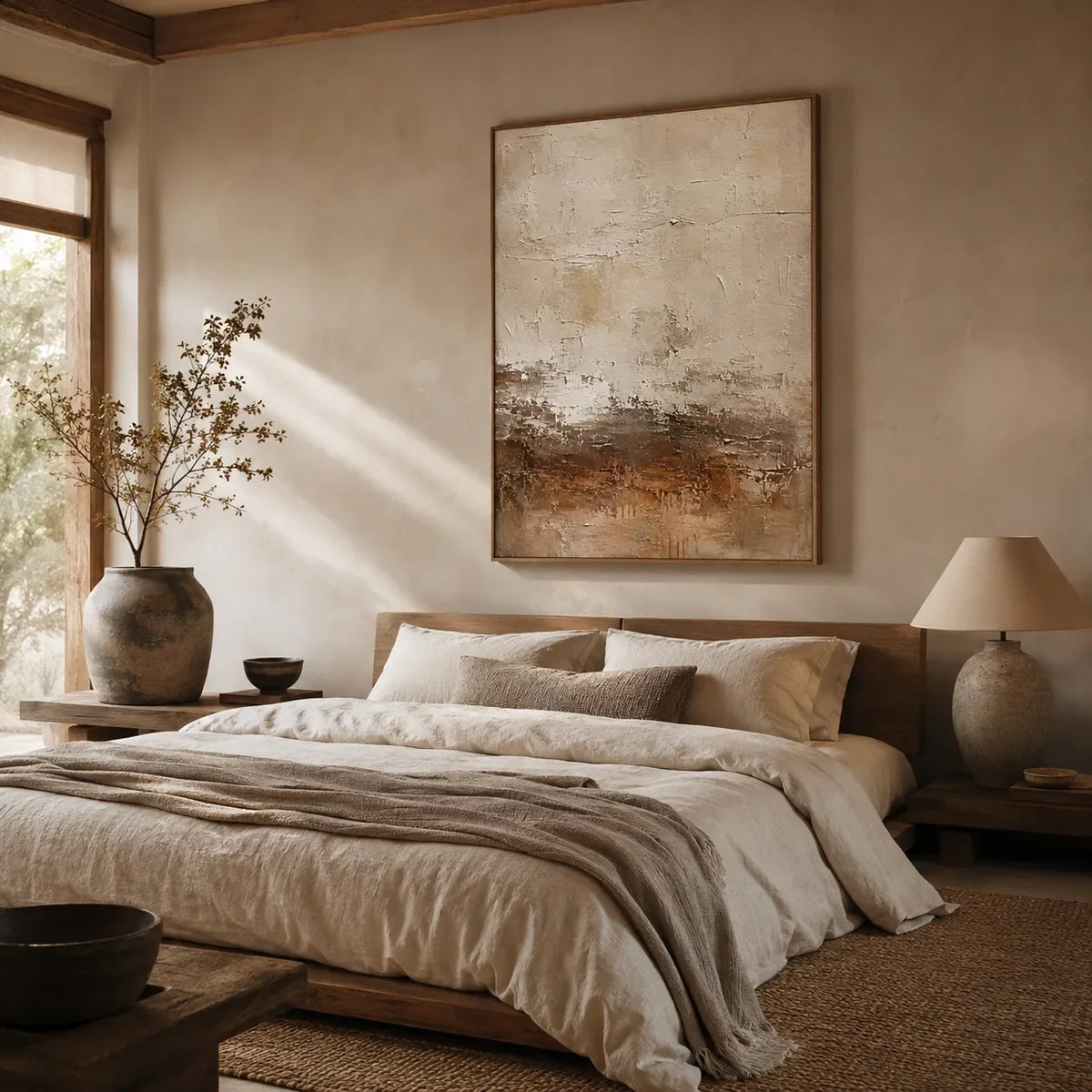 Copper Horizon Abstract Wall Art styled interior scene 5 | Olyrel