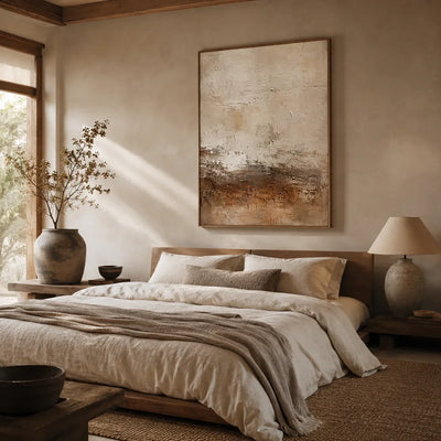 Copper Horizon Abstract Wall Art styled interior scene 5 | Olyrel
