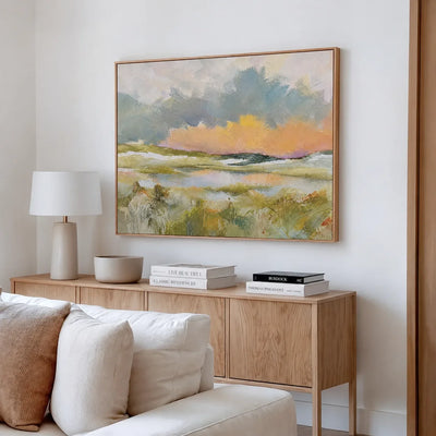 Pastel Marsh Landscape Wall Art styled interior scene 1 | Olyrel