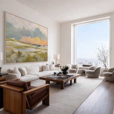 Pastel Marsh Landscape Wall Art styled interior scene 3 | Olyrel
