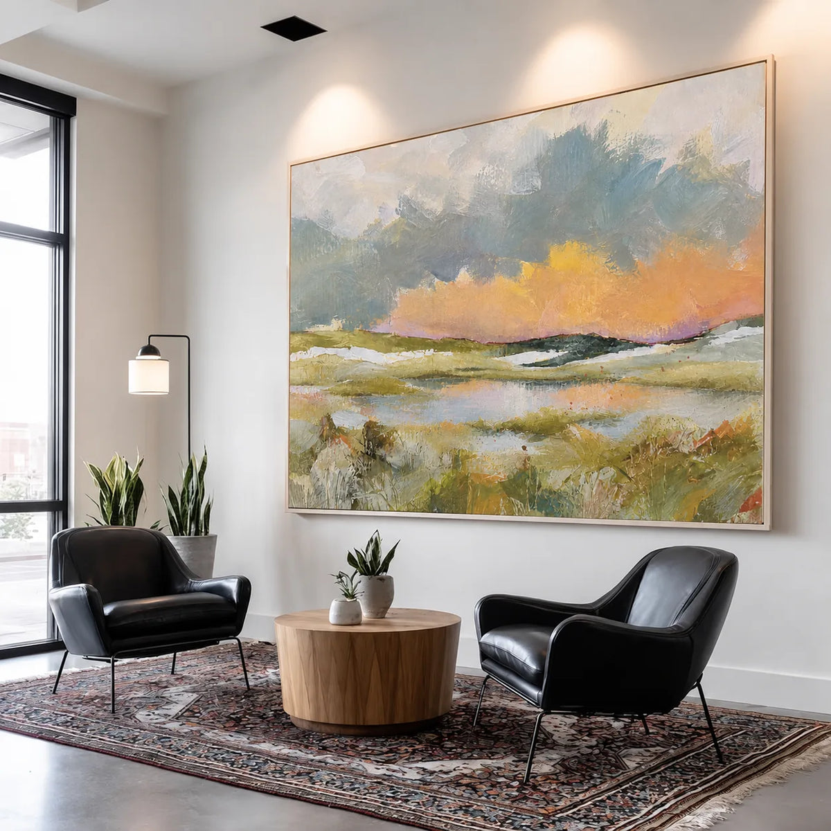Pastel Marsh Landscape Wall Art styled interior scene 4 | Olyrel