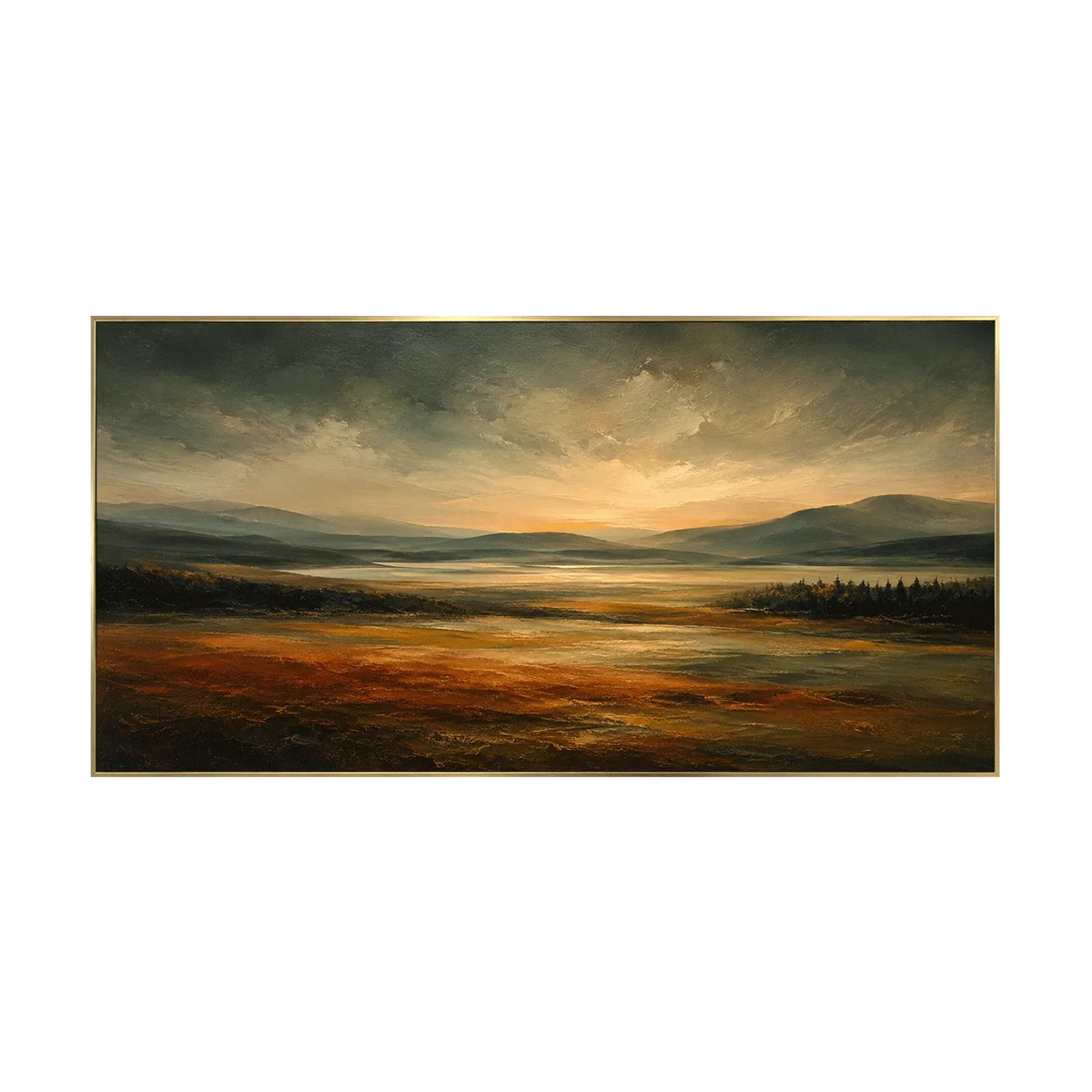 Amber Estuary Landscape Wall Art | Olyrel