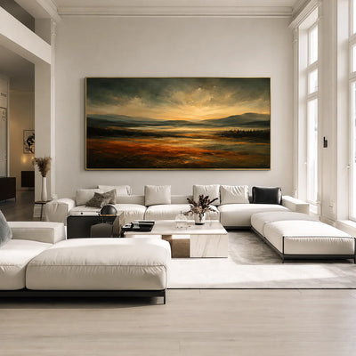 Amber Estuary Landscape Wall Art styled interior scene 1 | Olyrel