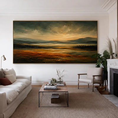 Amber Estuary Landscape Wall Art styled interior scene 2 | Olyrel