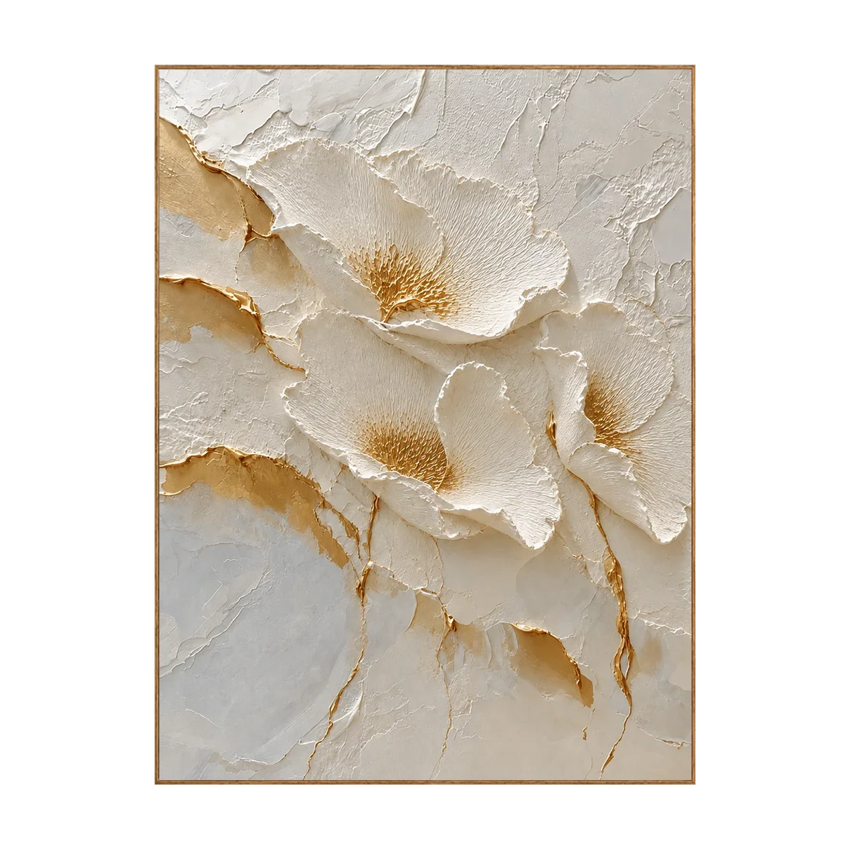 Ivory Poppies Relief Wall Art | Olyrel