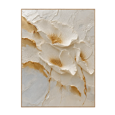 Ivory Poppies Relief Wall Art | Olyrel