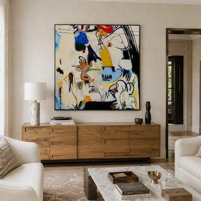 Chromatic Scribble Abstract Wall Art styled interior scene 1 | Olyrel