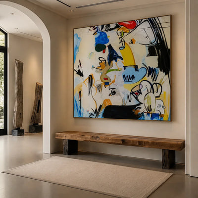 Chromatic Scribble Abstract Wall Art styled interior scene 2 | Olyrel