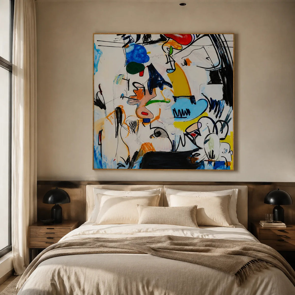 Chromatic Scribble Abstract Wall Art styled interior scene 5 | Olyrel