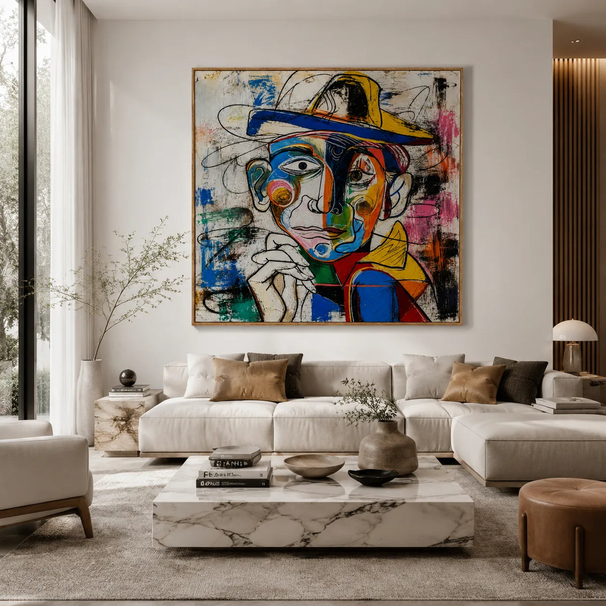 Chromatic Hat Portrait Wall Art styled interior scene 5 | Olyrel