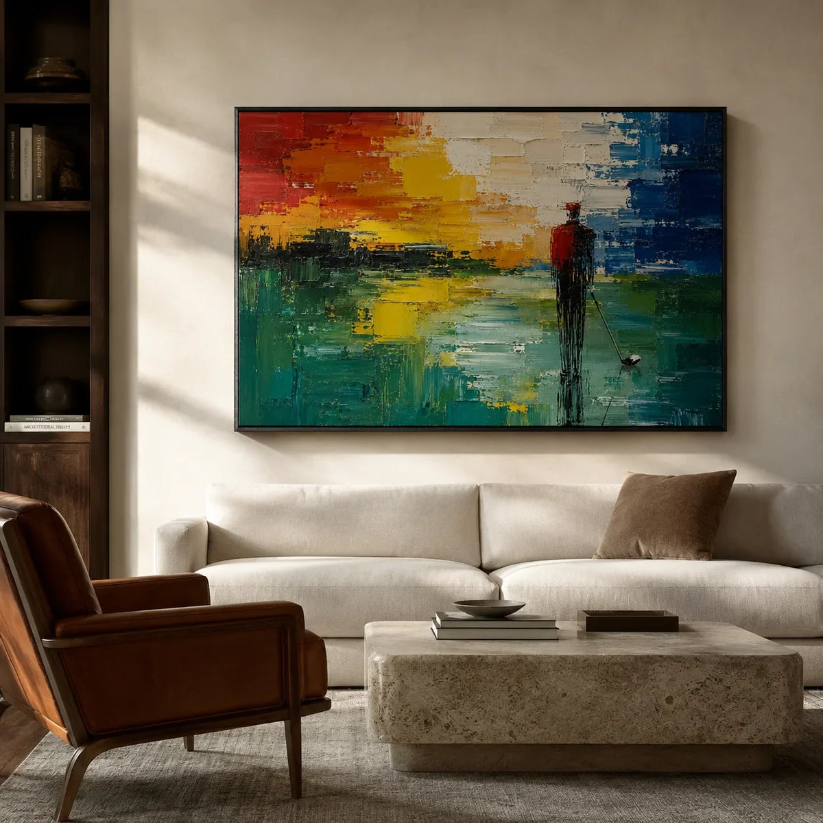 Sunset Pier Ocean Wall Art styled in a contemporary entryway | Olyrel