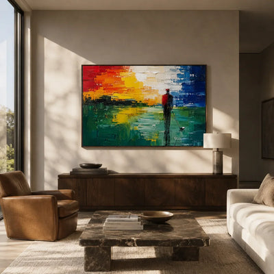 Sunset Pier Ocean Wall Art displayed in a bright dining room | Olyrel