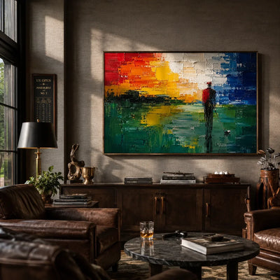 Sunset Pier Ocean Wall Art shown in a quiet home office | Olyrel