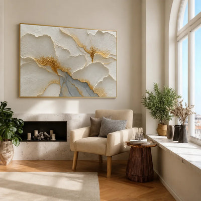 Golden Poppies Relief Wall Art styled interior scene 1 | Olyrel