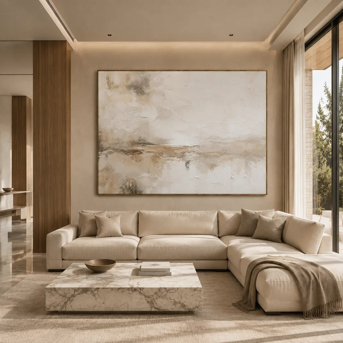 Sand Mist Horizon Wall Art styled interior scene 2 | Olyrel