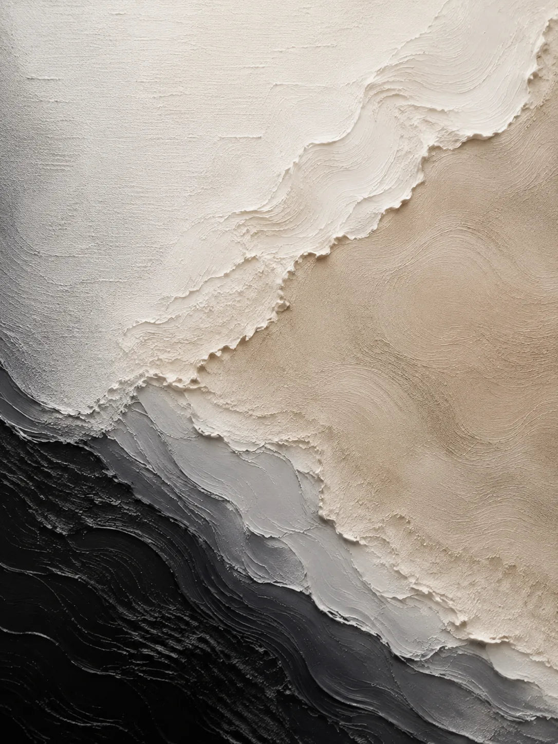 Monochrome Drift Textured Wall Art artwork view | Olyrel