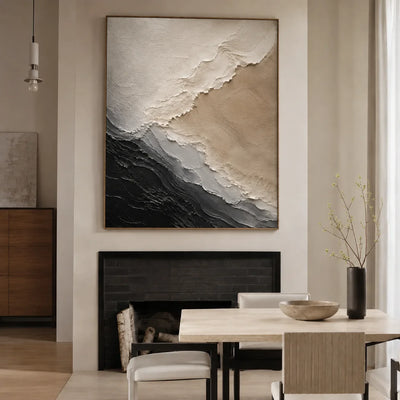 Monochrome Drift Textured Wall Art styled interior scene 2 | Olyrel