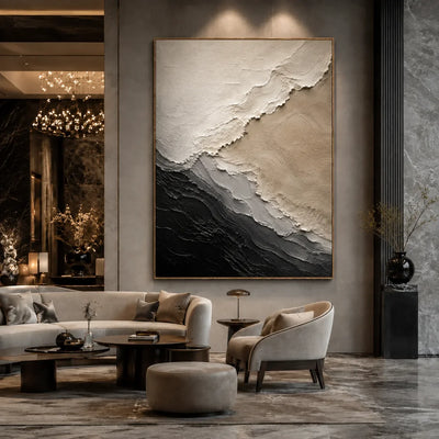 Monochrome Drift Textured Wall Art styled interior scene 4 | Olyrel