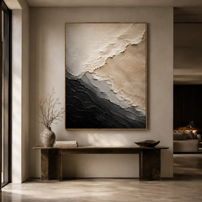 Monochrome Drift Textured Wall Art styled interior scene 5 | Olyrel