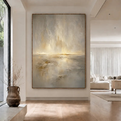 Golden Veil Horizon Wall Art styled interior scene 3 | Olyrel