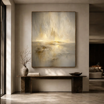 Golden Veil Horizon Wall Art styled interior scene 5 | Olyrel