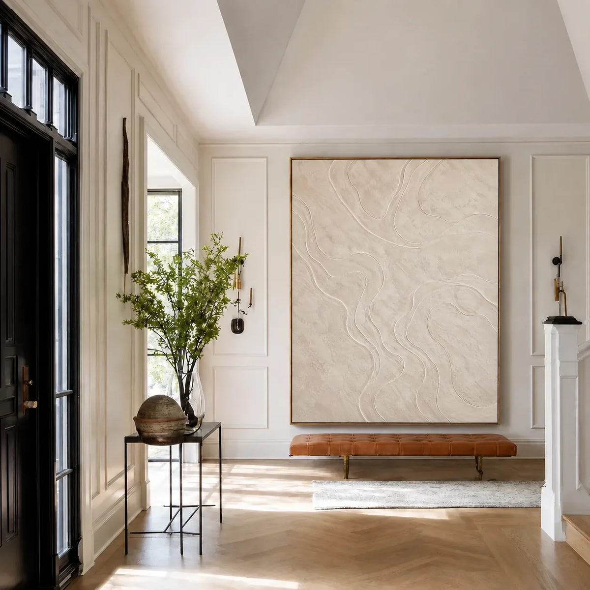 Ivory Contour Textured Wall Art styled interior scene 2 | Olyrel